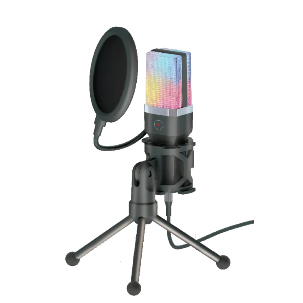 Microphone Gaming Rgb Yanmai X1r Avec Trepied, Filtre Anti-pop, Cable Usb-c Et Adaptateur Type-c – Edition Complete