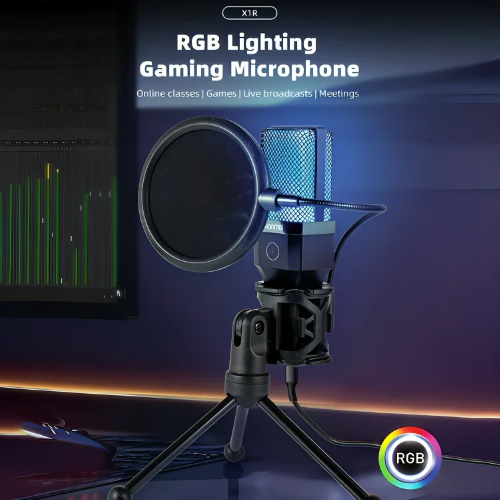Microphone Gaming RGB  X1R avec Trepied, Filtre Anti-Pop, Cable USB-C et Adaptateur Type-C – Edition Complete thumbnail 4