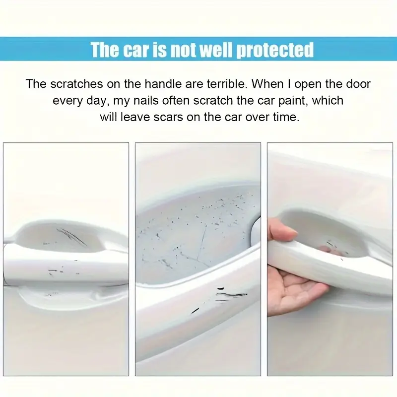 8 Protège-Poignées Voiture Fibre Carbone - Film Anti-Rayures Auto-Adhésif Style Sport thumbnail 5