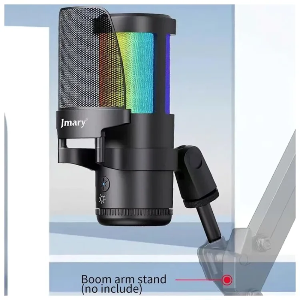 Microphone Jmary MC-PW13 RGB Professionnel avec Support de Bureau – USB Plug & Play pour Streaming, Podcast, Gaming thumbnail 4