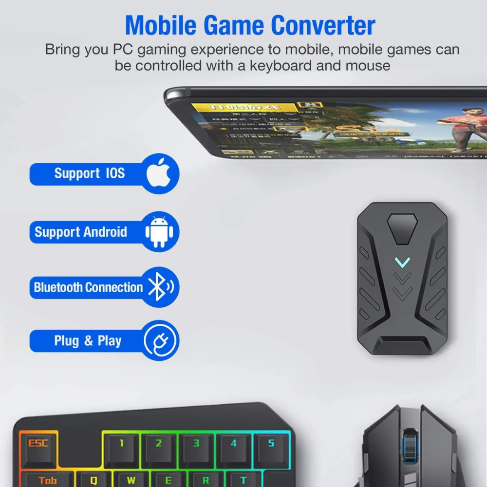 Ensemble Clavier & Souris Gaming Mobile avec Convertisseur – Compatible Android, iOS & iPad thumbnail 4