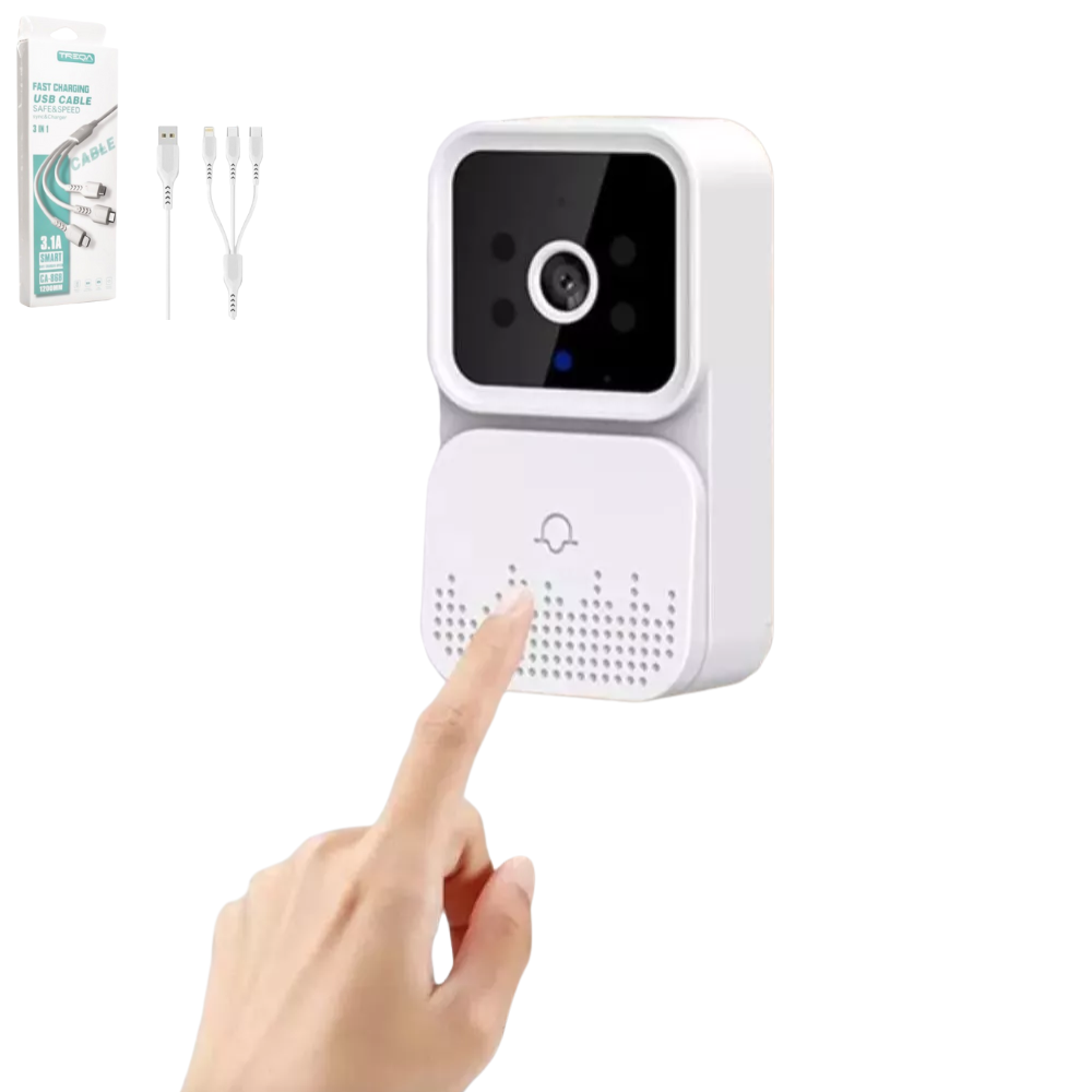 Mini Sonnette Sans Fil Avec Camera Wi-Fi+ Cable 3-in-1 Lightning / Micro / Type-C thumbnail 1