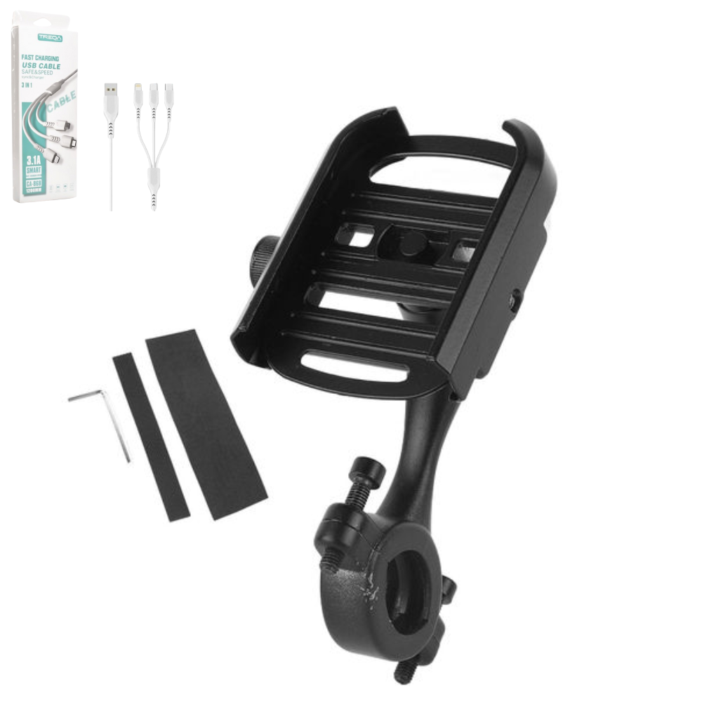 Support De Telephone Portable Pour Guidon De Moto 19-05+ Cable 3-in-1 Lightning / Micro / Type-c thumbnail 1