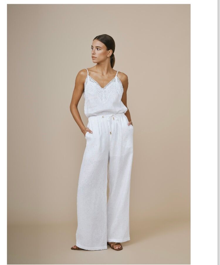 PANTALON EN LIN BLANC