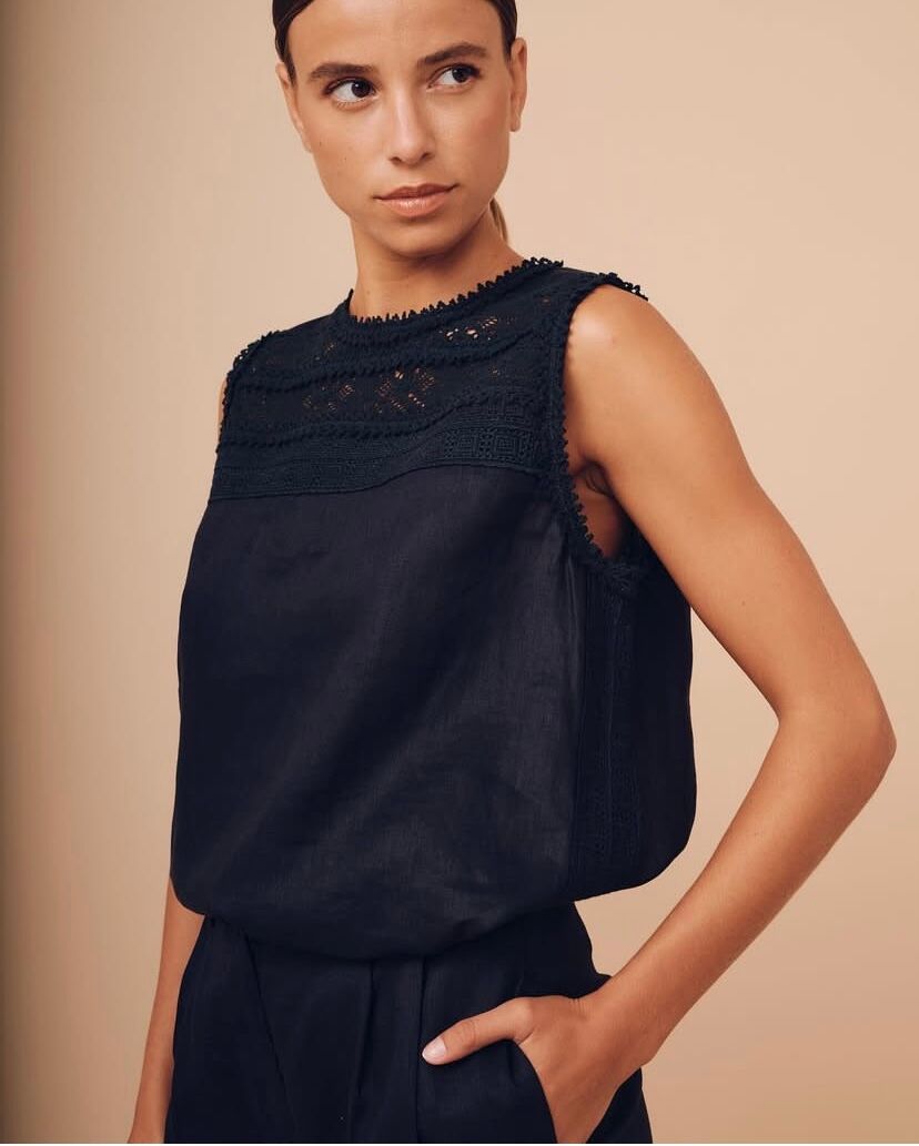 TOP EN LIN BLEU MARINE thumbnail 2