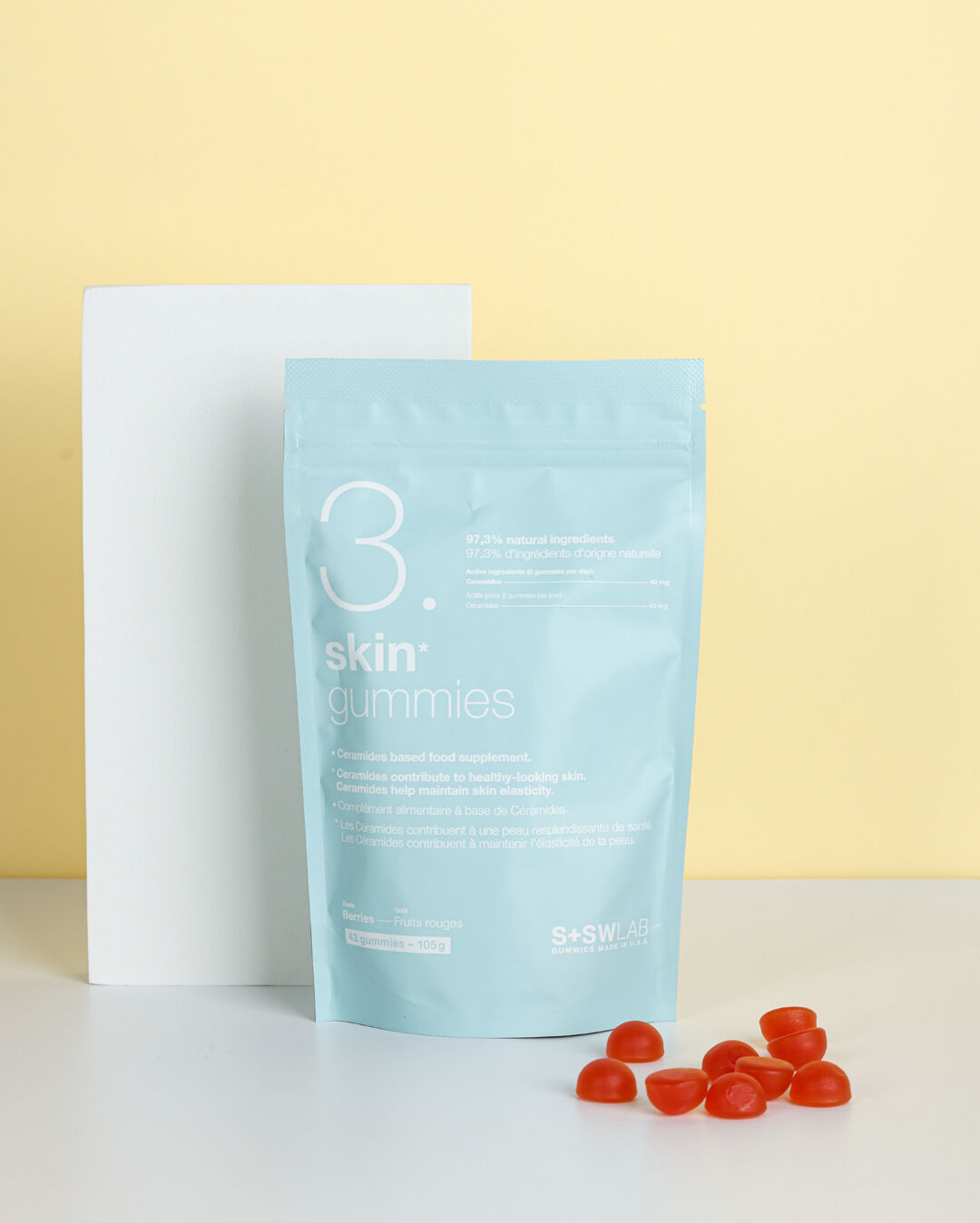 SSWLAB 3 SKIN GUMMIES 105G 42 GUMMIES GOUT FRUIT ROUGES