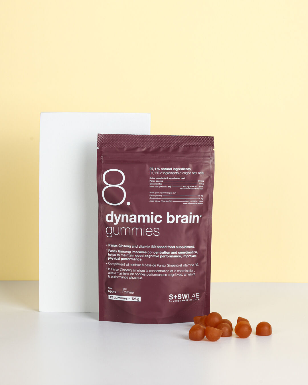 SSWLAB 8 DYNAMIC BRAIN GUMMIES 126G 42 GUMMIES GOUT POMME