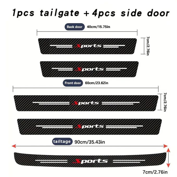 Lot de 5 Autocollants Universels en Faux Cuir Anti-Rayures – Style Fibre de Carbone thumbnail 3