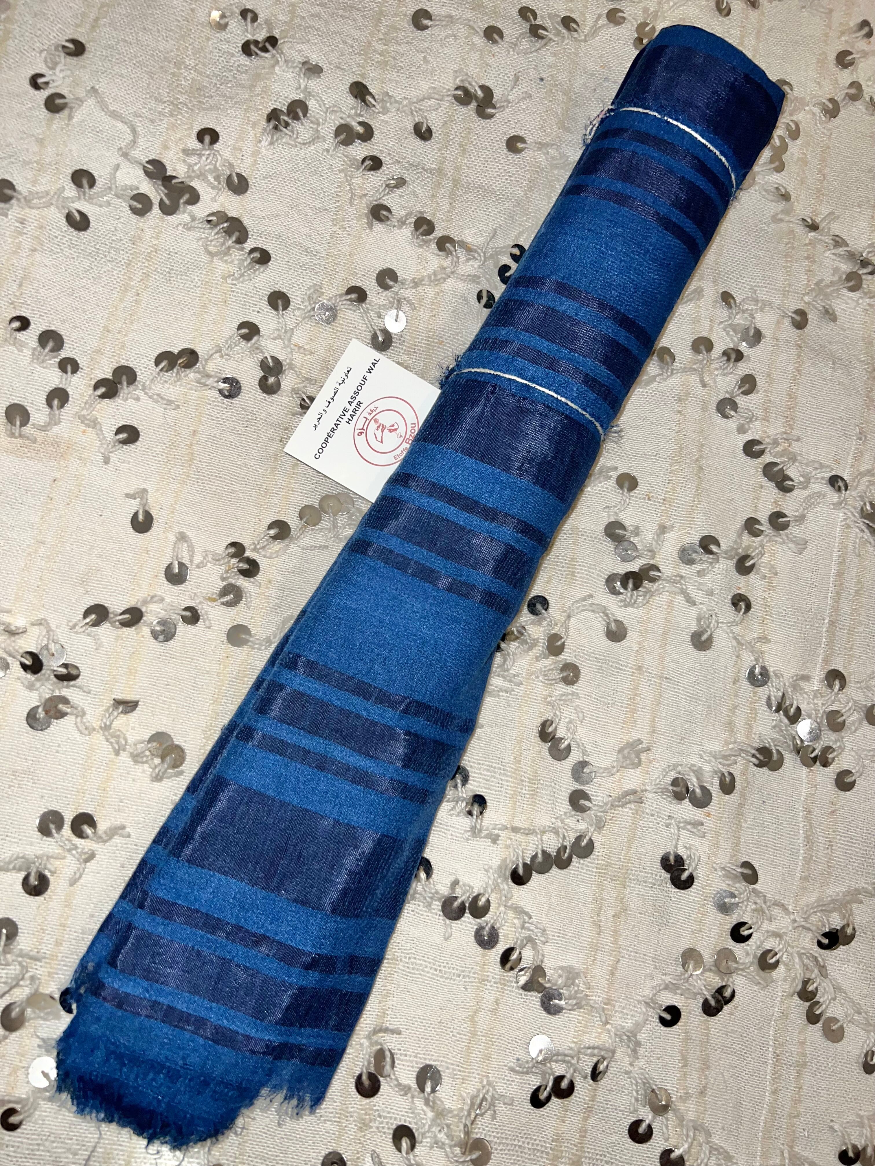 Tissu Bzioui Élégance Marine Ton sur ton thumbnail 6