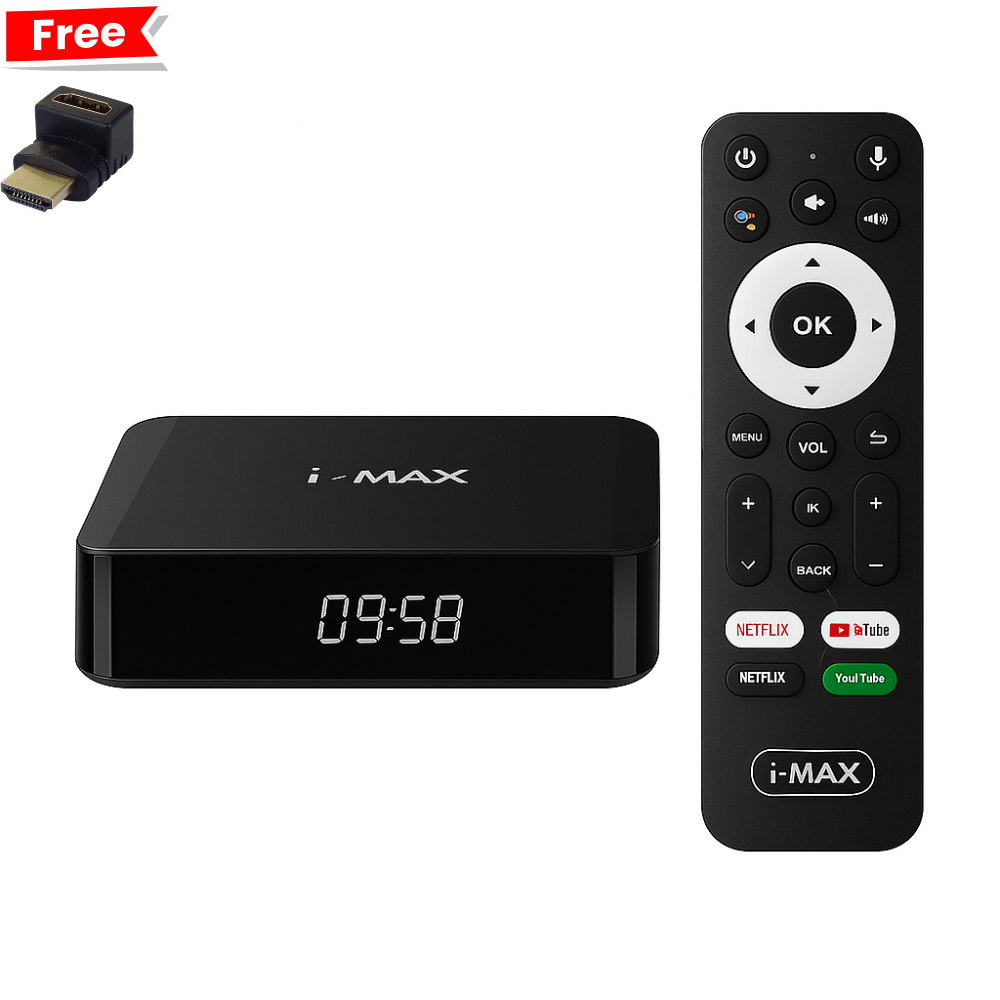 I-MAX 4K Boitier de Streaming avec Google TV, Chromecast et Commande Vocale + adaptateur hdmi gratuit