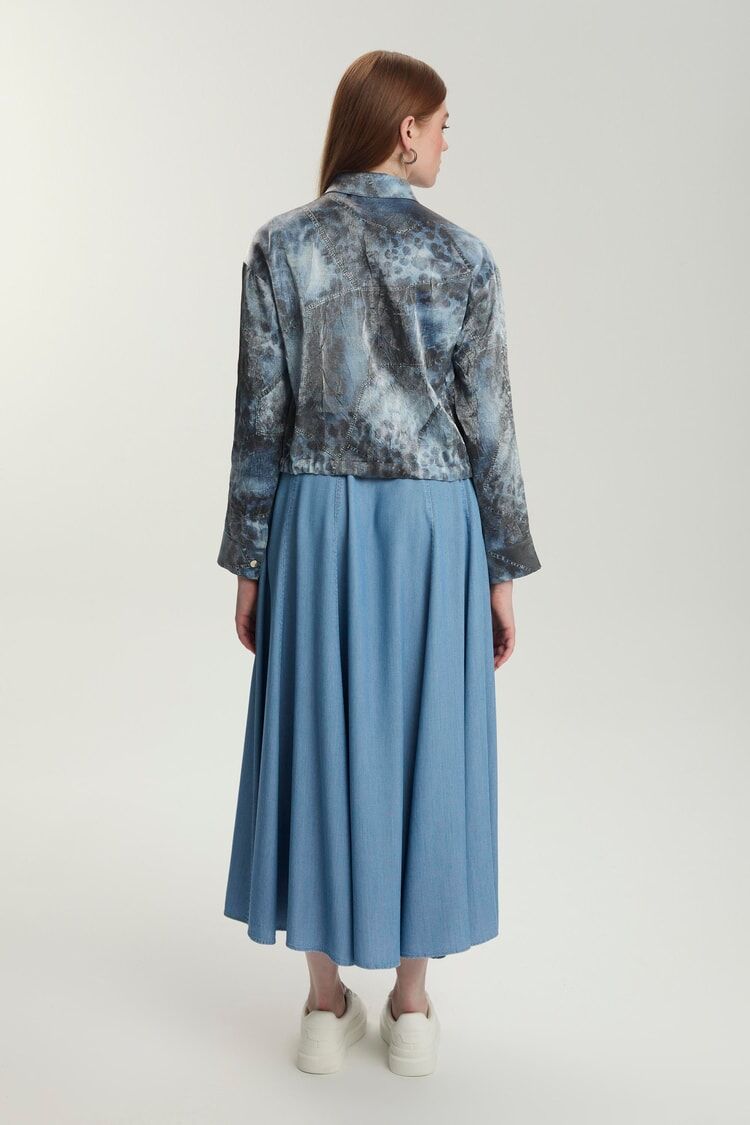 Ensemble deux pièces veste et jupe à motifs en Tencel TK-1575 thumbnail 3