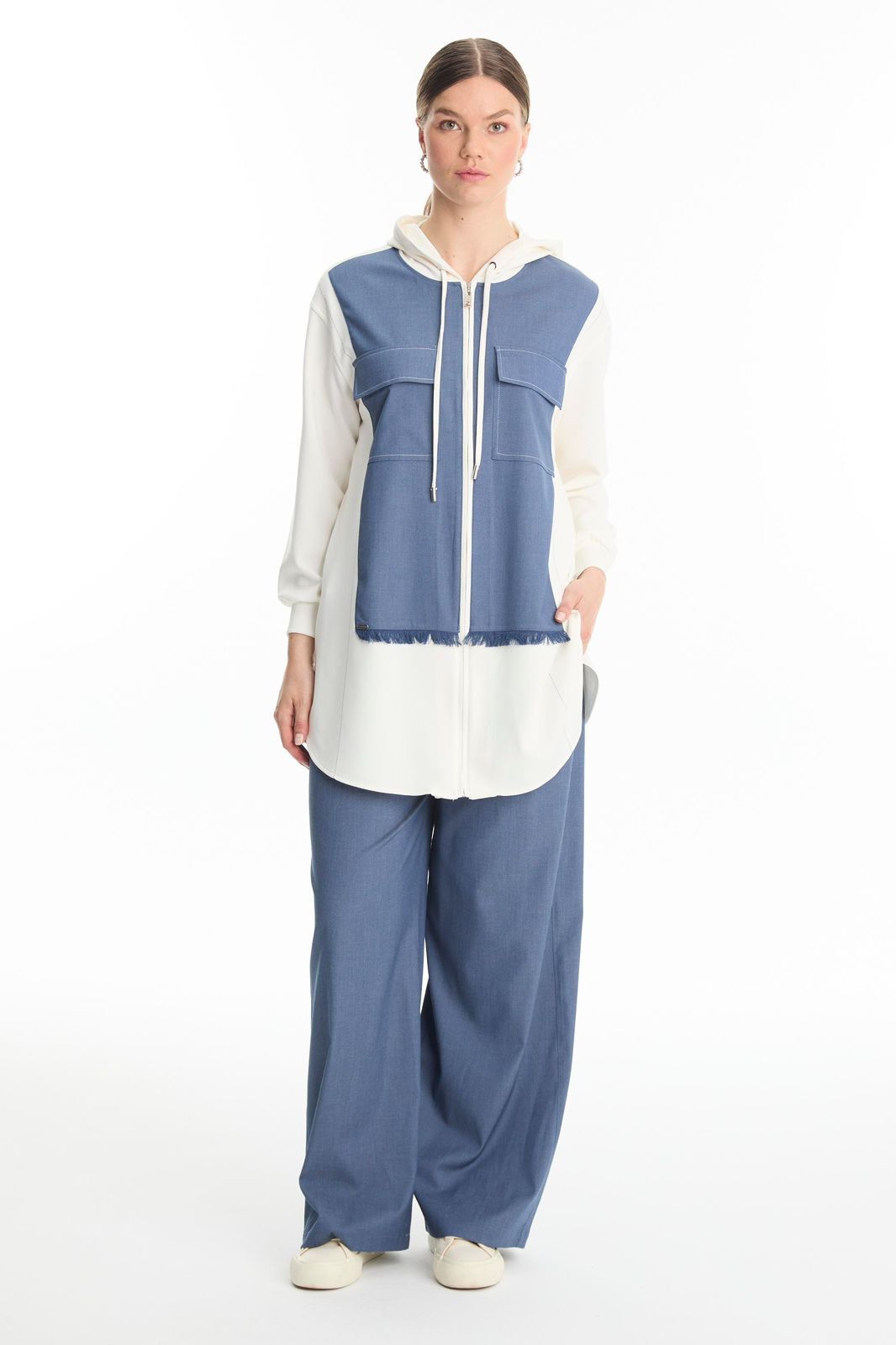 Ensemble en Jean à Capuche et Fermeture Éclair TK-1520