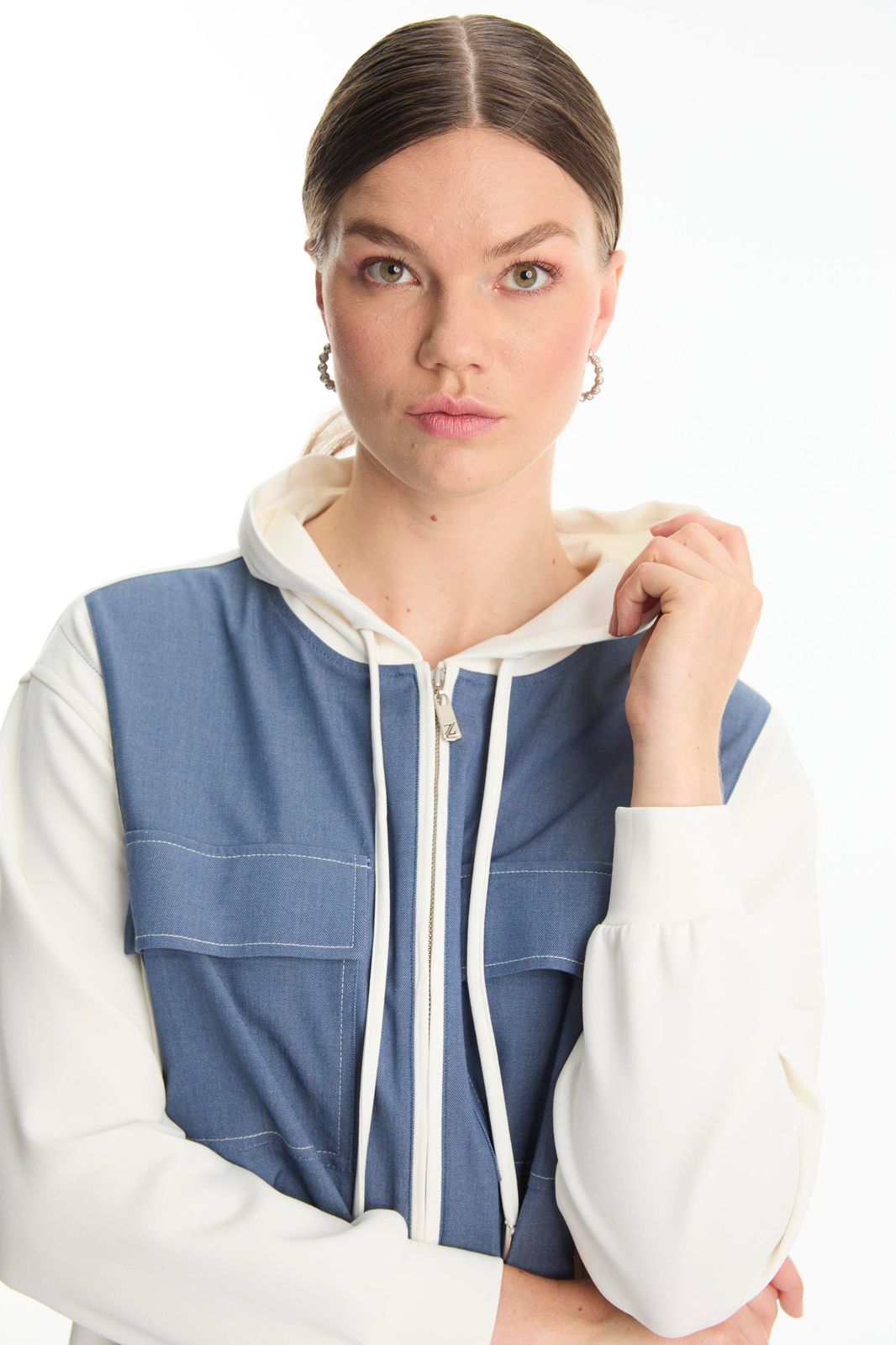 Ensemble en Jean à Capuche et Fermeture Éclair TK-1520 thumbnail 3