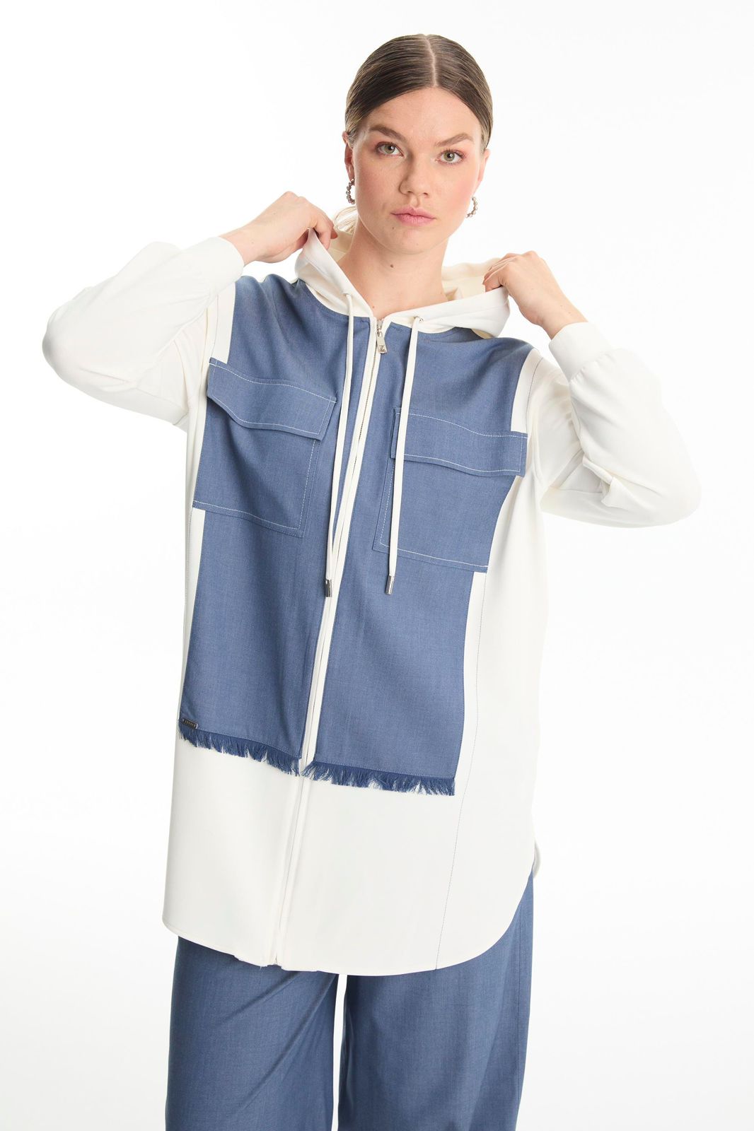 Ensemble en Jean à Capuche et Fermeture Éclair TK-1520 thumbnail 4