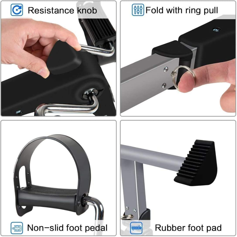 Vélo d'exercice pliable sous le bureau, appareil d'exercice portable pour les bras et les jambes thumbnail 6