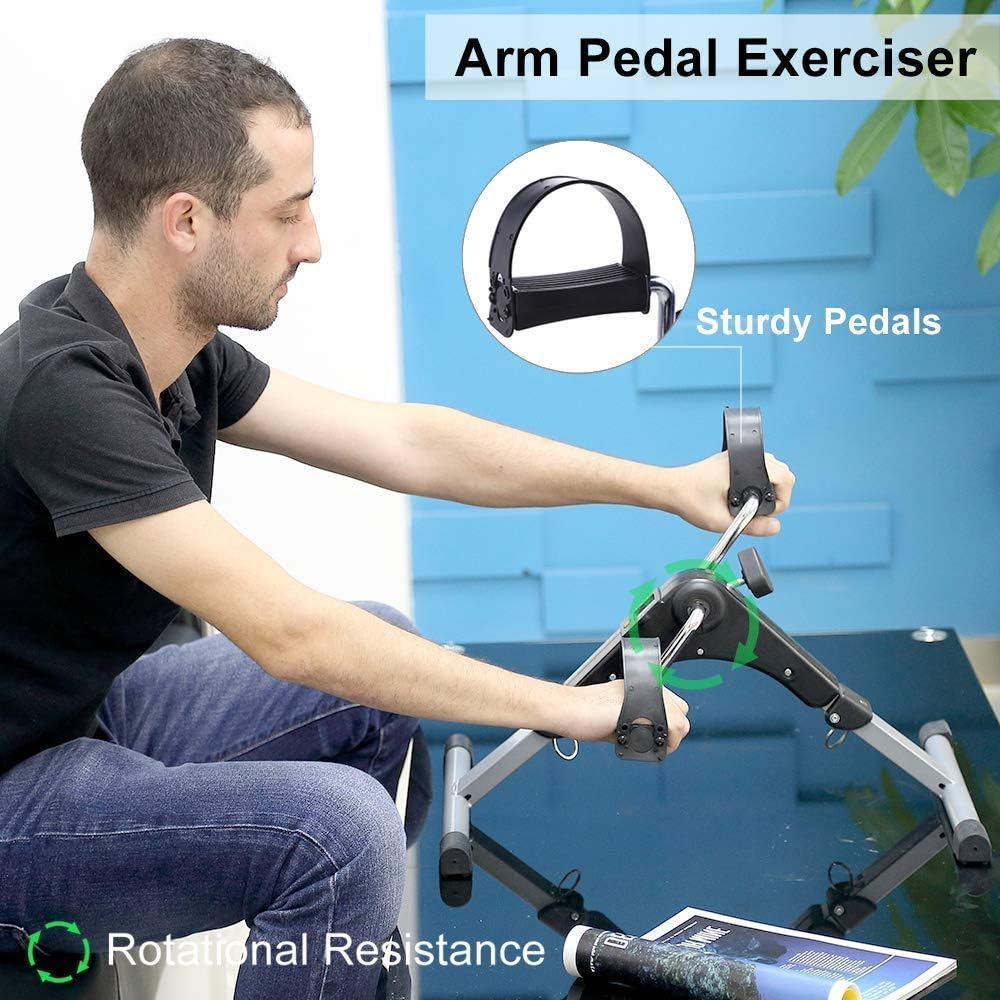 Vélo d'exercice pliable sous le bureau, appareil d'exercice portable pour les bras et les jambes thumbnail 8