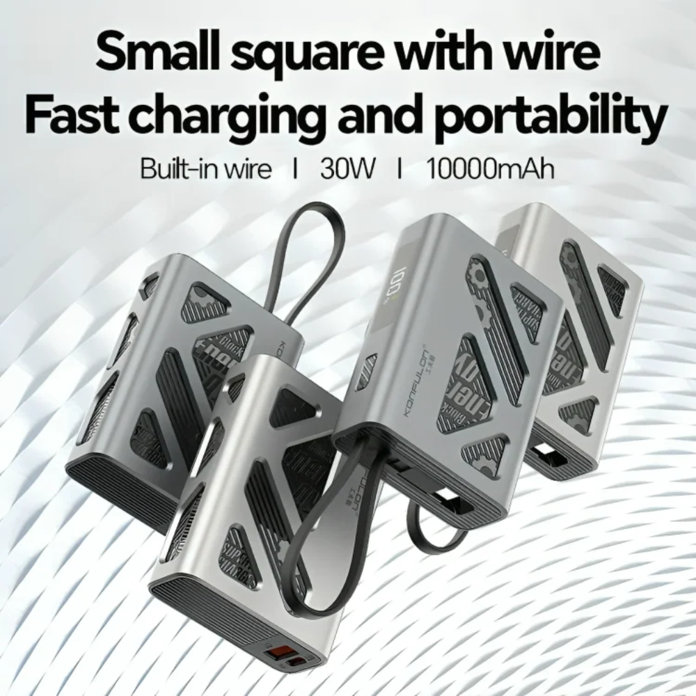 Power Bank A58Q 10000 mAh 30W Super Fast Charge, Double Cable Integre thumbnail 3