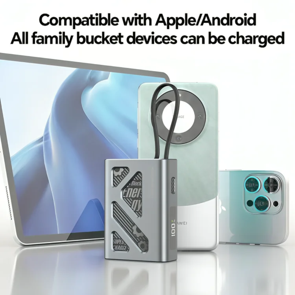 Power Bank A58Q 10000 mAh 30W Super Fast Charge, Double Cable Integre thumbnail 4