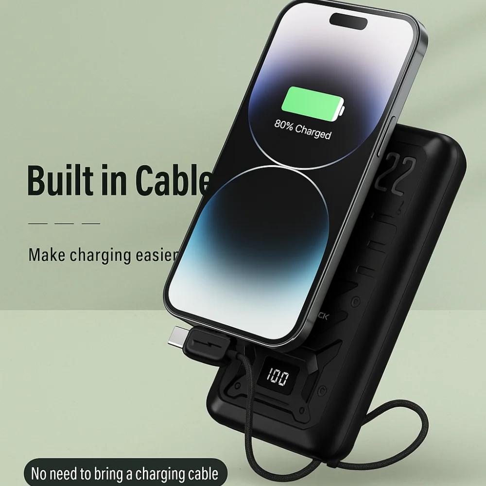 A32Q Power Bank 20000mAh 22.5W – Câble Integre & Charge Rapide