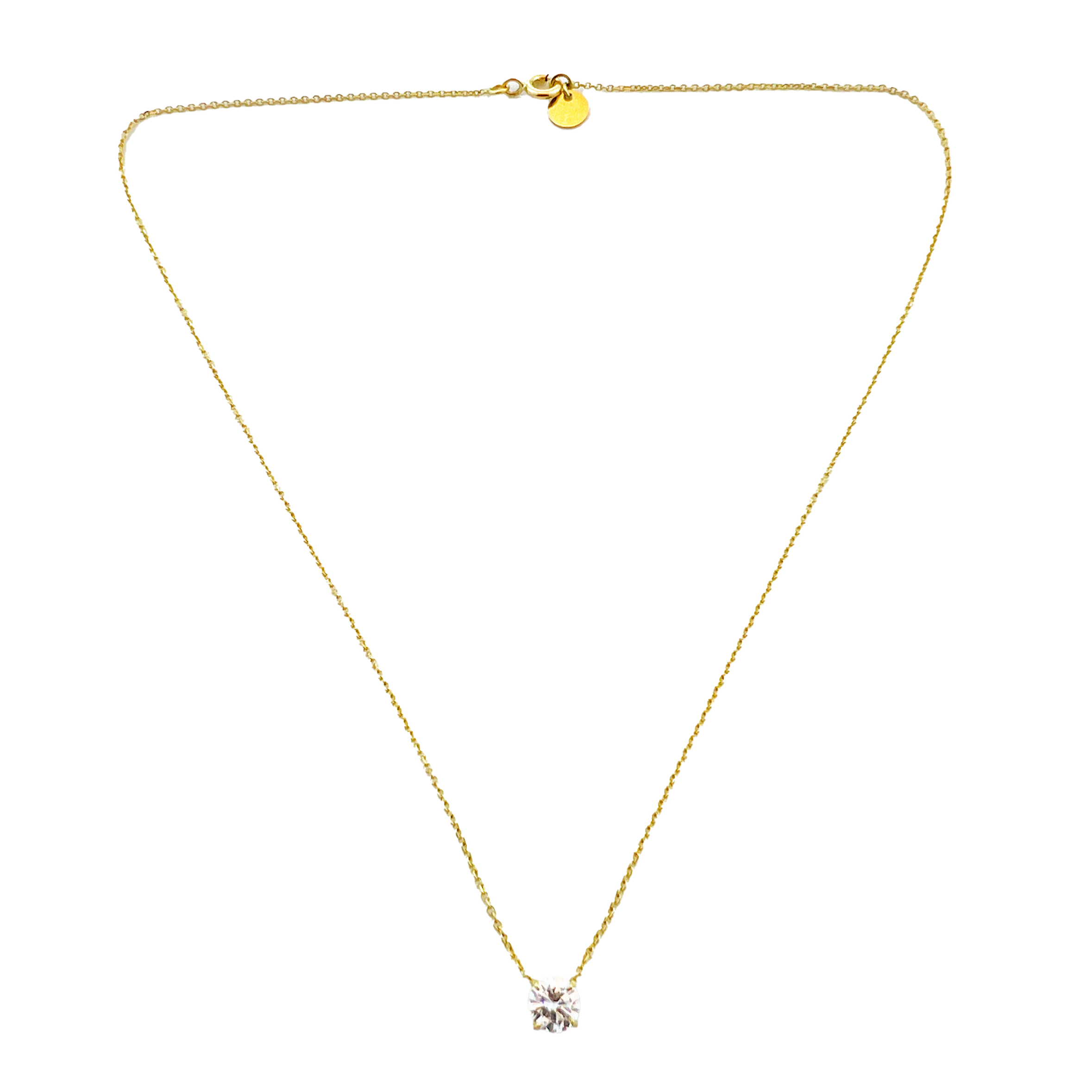 Chaîne Solitaire Or Jaune 18K – Diamant de Synthèse. Un éclat intemporel pour une touche de pureté.