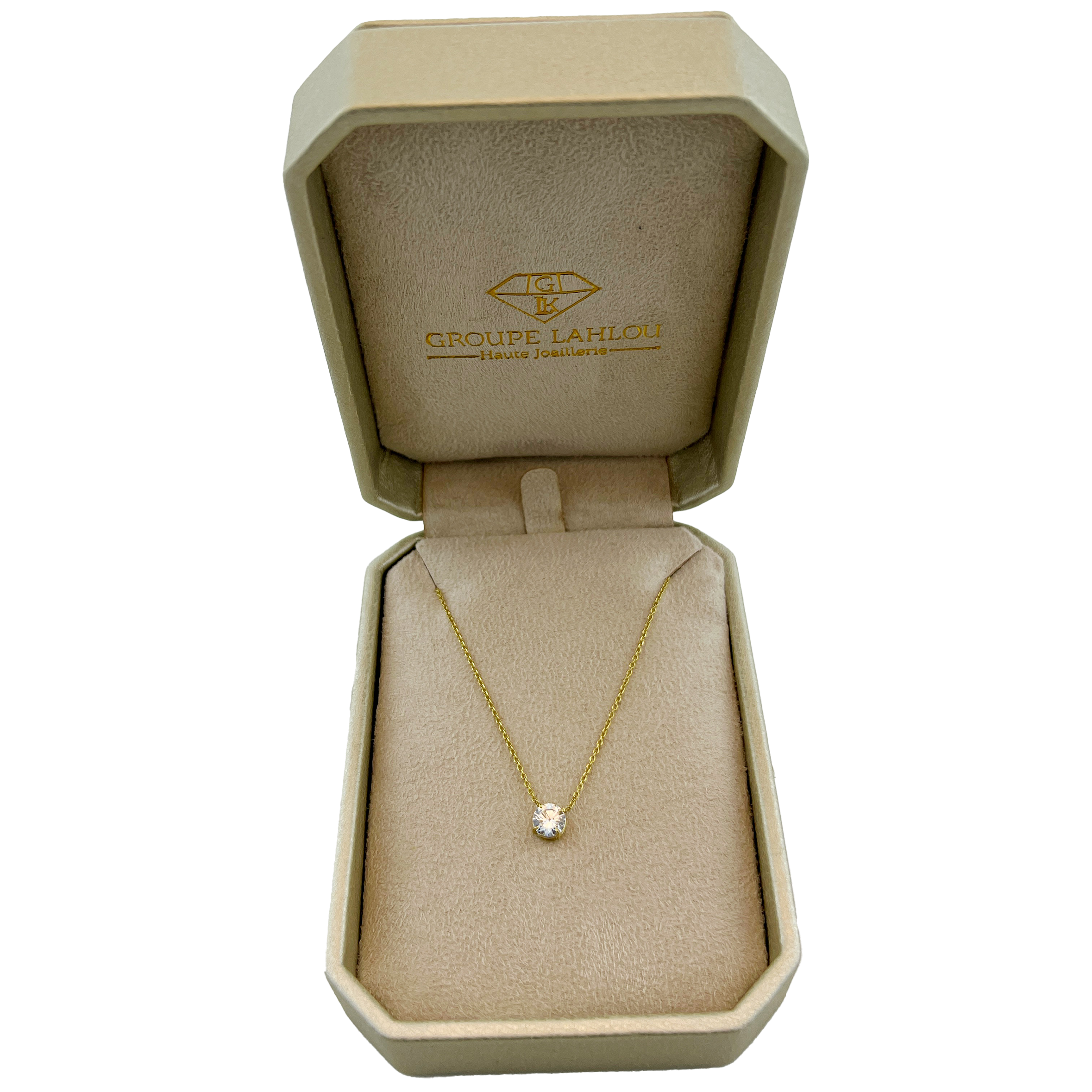 Chaîne Solitaire Or Jaune 18K – Diamant de Synthèse. Un éclat intemporel pour une touche de pureté.