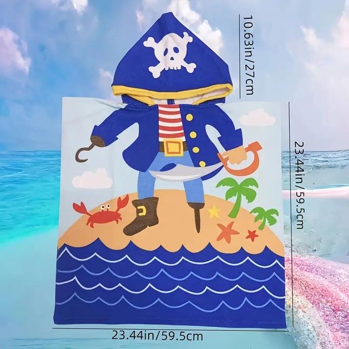 Serviette à Capuche Enfant Pirate – Douce, Absorbante, Idéale Plage & Bain (3-10 Ans) thumbnail 4