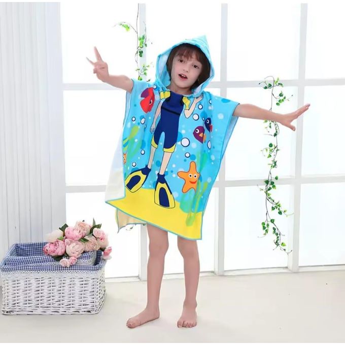 Serviette à Capuche Enfant Plongeur – Ultra Douce & Absorbante – 3 à 10 Ans