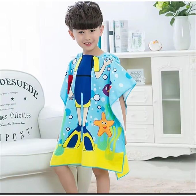 Serviette à Capuche Enfant Plongeur – Ultra Douce & Absorbante – 3 à 10 Ans