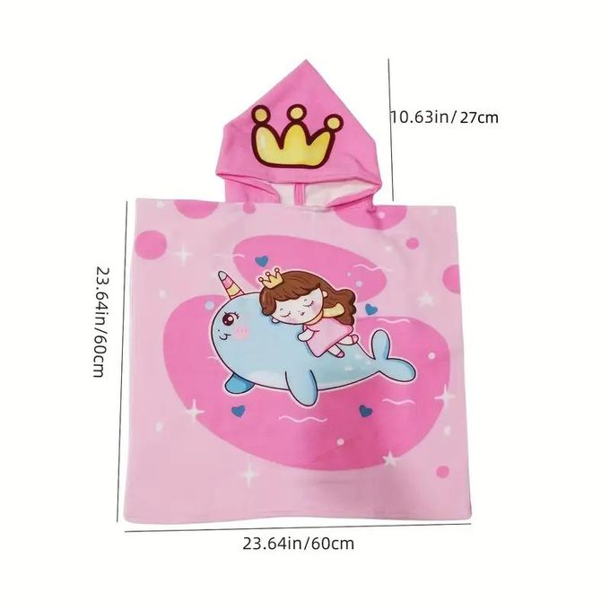 Serviette à Capuche Enfant Princesse Baleine – Douce & Absorbante – 3 à 10 Ans thumbnail 4