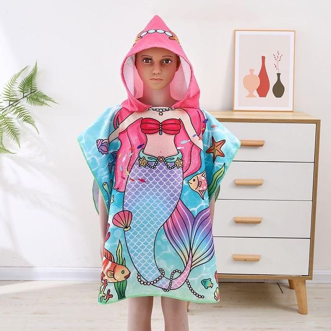 Serviette à Capuche Sirène pour Fille – Ultra Douce & Séchage Rapide – 3 à 10 Ans