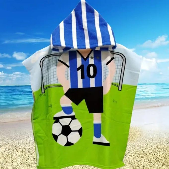 Serviette à Capuche Enfant Messi – Douce & Absorbante – Fan de Foot 3 à 10 Ans
