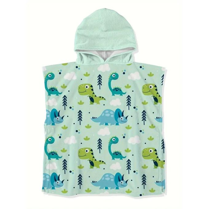 Serviette à Capuche Dinosaure Vert Clair – Douce & Ludique – Enfants 3 à 10 Ans