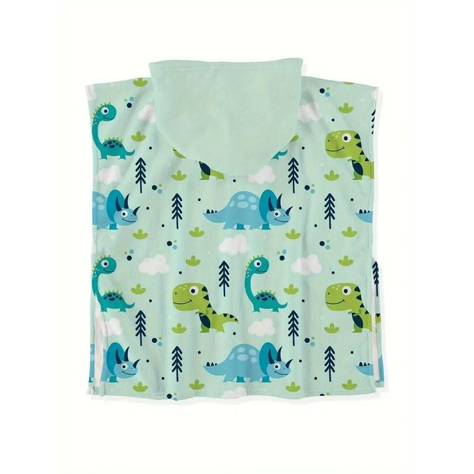 Serviette à Capuche Dinosaure Vert Clair – Douce & Ludique – Enfants 3 à 10 Ans