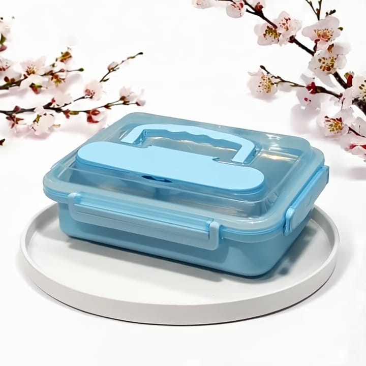 Lunch Box Isotherme avec 4 Compartiments + Cuillère et Fourchette en Inox -20/28CM