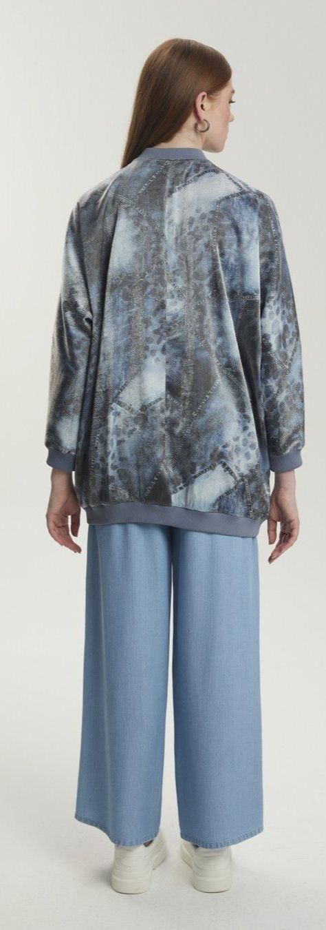 Veste en Tencel à col - Bleu thumbnail 2