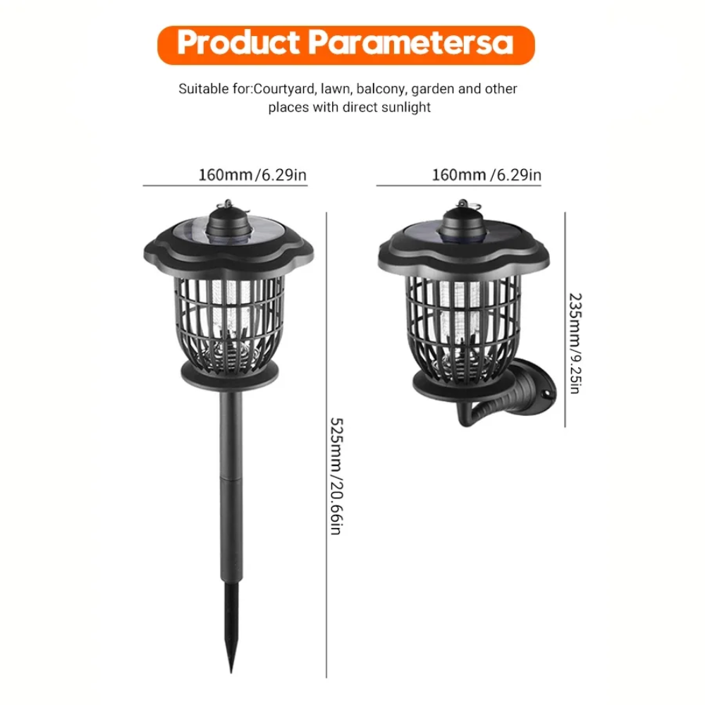 YW-08092 lumiere solaire a gradation automatique controle des insectes UV conception ABS etanche 1200mAh thumbnail 6