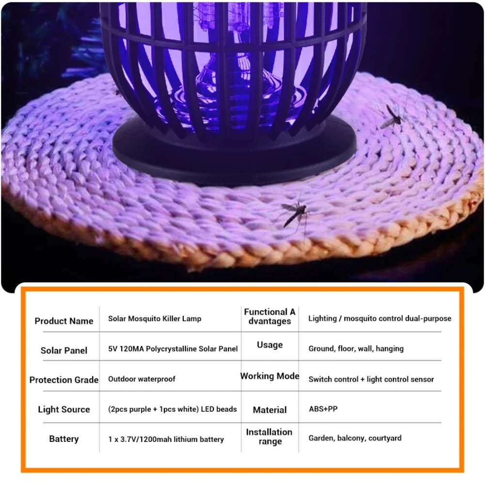 YW-08092 lumiere solaire a gradation automatique controle des insectes UV conception ABS etanche 1200mAh thumbnail 7