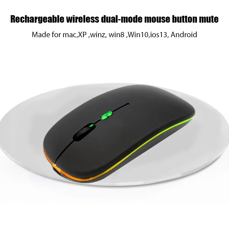 Souris sans fil Rechargeable silencieuse rétro-éclairée par LED souris ordinateur portable souris 2.4Ghz récepteur Bluetooth double Mode souris optique thumbnail 4