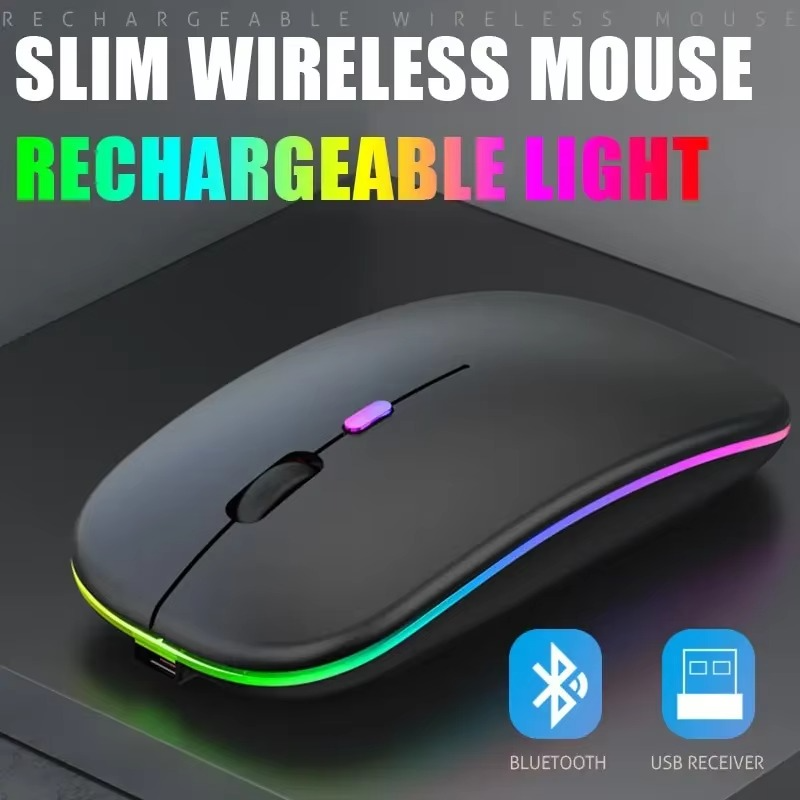 Souris sans fil Rechargeable silencieuse rétro-éclairée par LED souris ordinateur portable souris 2.4Ghz récepteur Bluetooth double Mode souris optique thumbnail 7