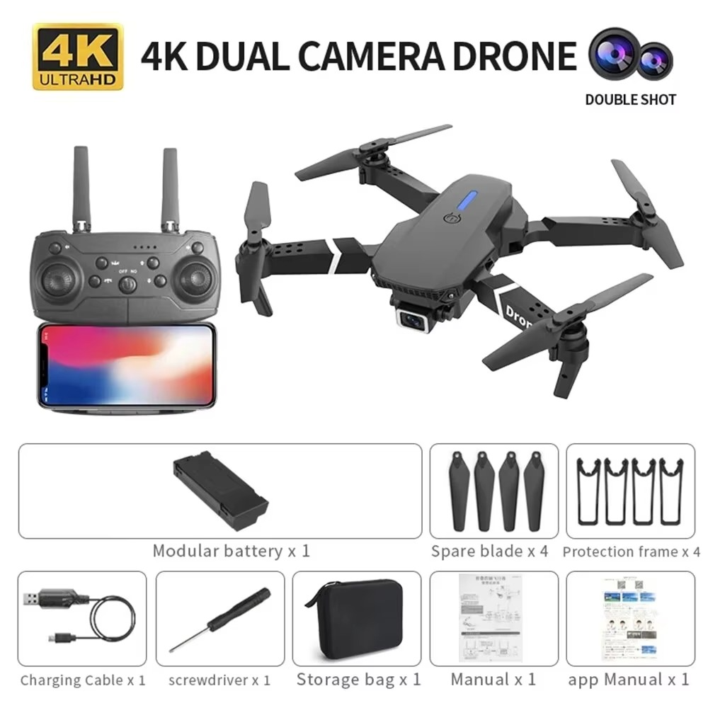 Drone  E88 Pro avec caméra grand angle HD 1080P,WiFi,FPV