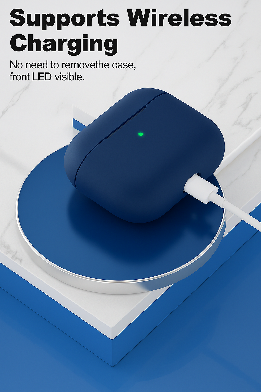 Coque en Silicone pour AirPods 3 Bleu– Protection Élégante et Fiable thumbnail 4