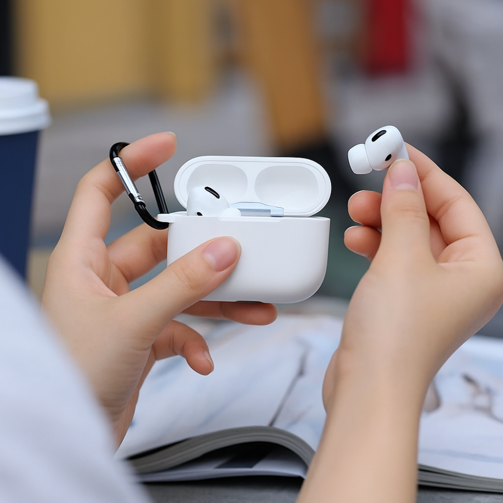 Coque Silicone blanc Compatible avec AirPods Pro 2ème Génération thumbnail 2