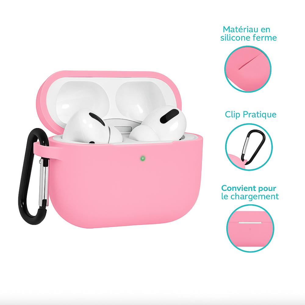 Coque Silicone rose Compatible avec AirPods Pro 2ème Génération thumbnail 2