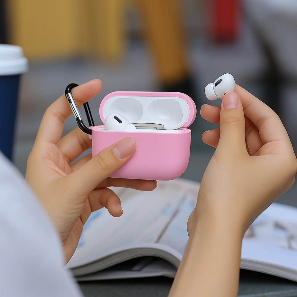Coque Silicone rose Compatible avec AirPods Pro 2ème Génération thumbnail 3