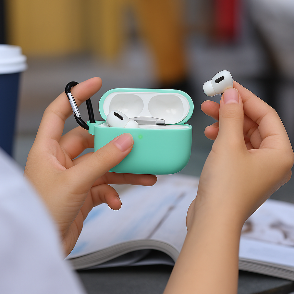 Coque Silicone bleu sarcelle Compatible avec AirPods Pro 2ème Génération thumbnail 3