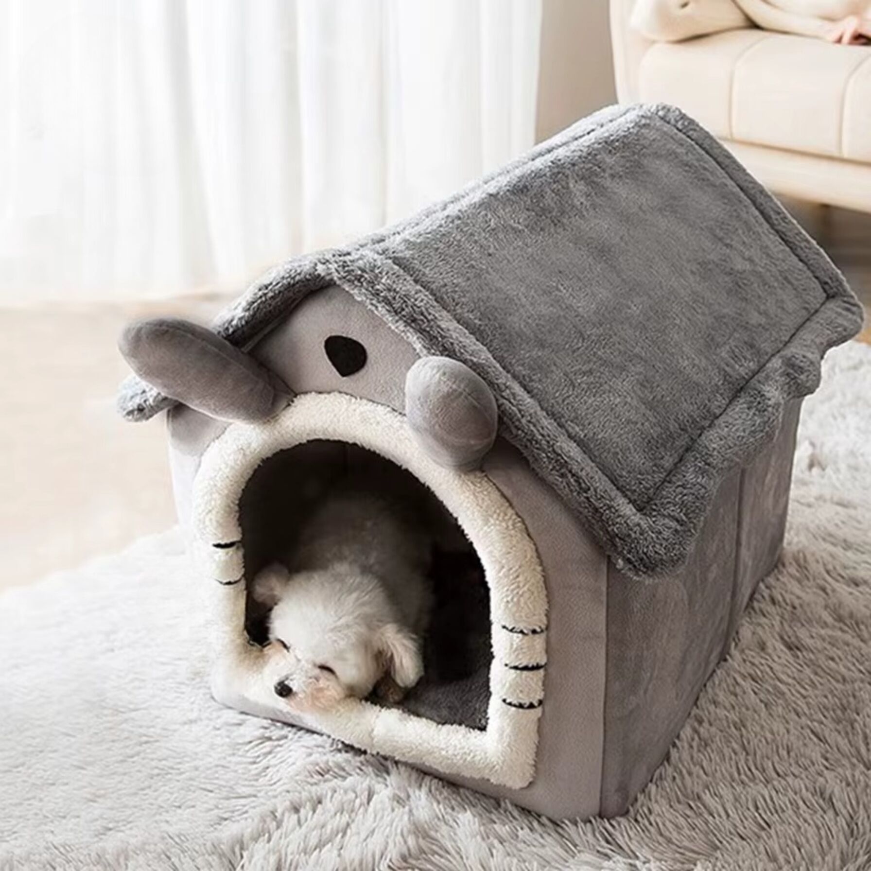 Lit pour chien et chat – Maison d’intérieur chaude avec base antidérapante thumbnail 3