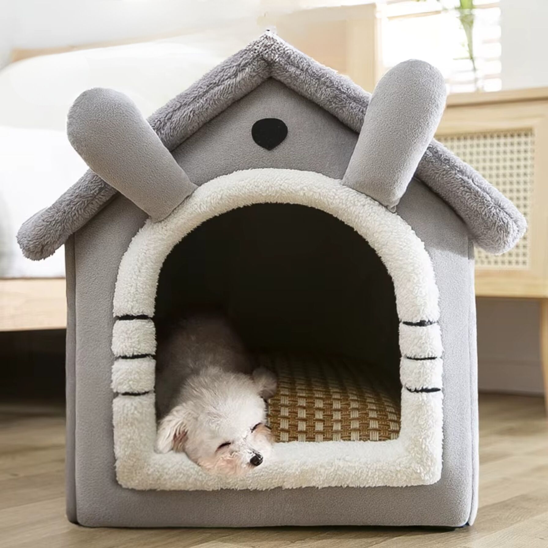 Lit pour chien et chat – Maison d’intérieur chaude avec base antidérapante thumbnail 4