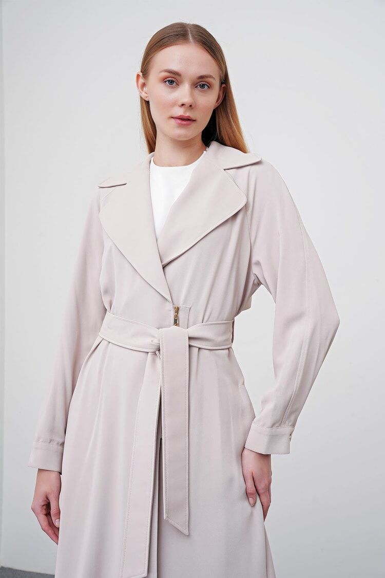 Robe Beige à Double Boutonnage et Ceinture thumbnail 3