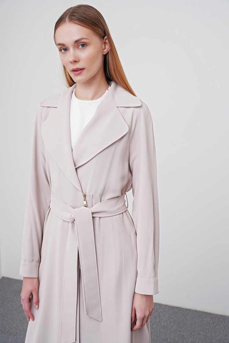 Robe Beige à Double Boutonnage et Ceinture thumbnail 5