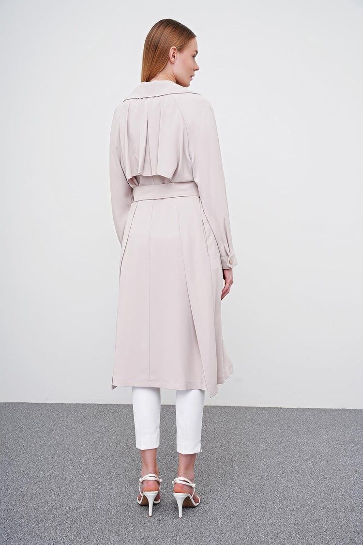 Robe Beige à Double Boutonnage et Ceinture thumbnail 6